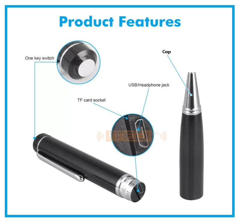 Image of FREDI HD PLUS Voice Recorder Device Pen Voice Recorder 128GB Support Digital Audio Recorder Portable USB One Touch Recording Clear Sound OTG for Meetings Lectures Interviews