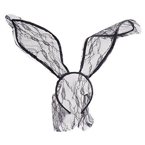 Song Qing Rabbit Ear Lace Veil Mask Headband Halloween Party Cosplay Headwrap #TOP14