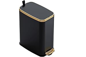 Sleek and Sophisticated: 5L Gold and Black Bathroom Decor Trash Can