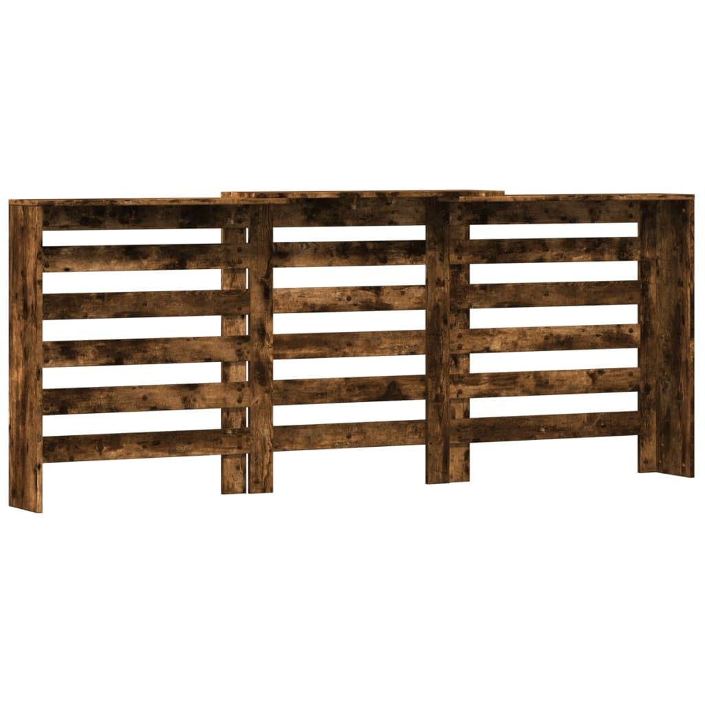 Mangloder Heizkörperverkleidung Räuchereiche aus Holzwerkstoff 205 x 21,5 x 83,5 cm mit horizontalen Latten, Wandhalterung, moderne Heizkörper Abdeckung für Wohnzimmer, Ablage und Dekoration