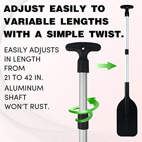 Telescoping Boat Paddle Collapsible Oar For Boat 21'' - 42'', Collapsible Paddle For Boat Kayaking Rafting Jet Ski Canoe Outdoor Kayak Water Sports And Safety Boat Accessories 2 Pack, Black #TOP4