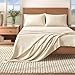 Extra Soft 100% Cotton Flannel Sheet Set. Warm, Cozy, Lightweight, Luxury Winter Bed Sheets in Solid Colors. Nordic Collection By Great Bay Home Brand. (Queen, Pristine Ivory)