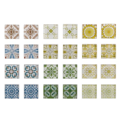 Set de 24 imanes decorativos de vidrio estilo vitral