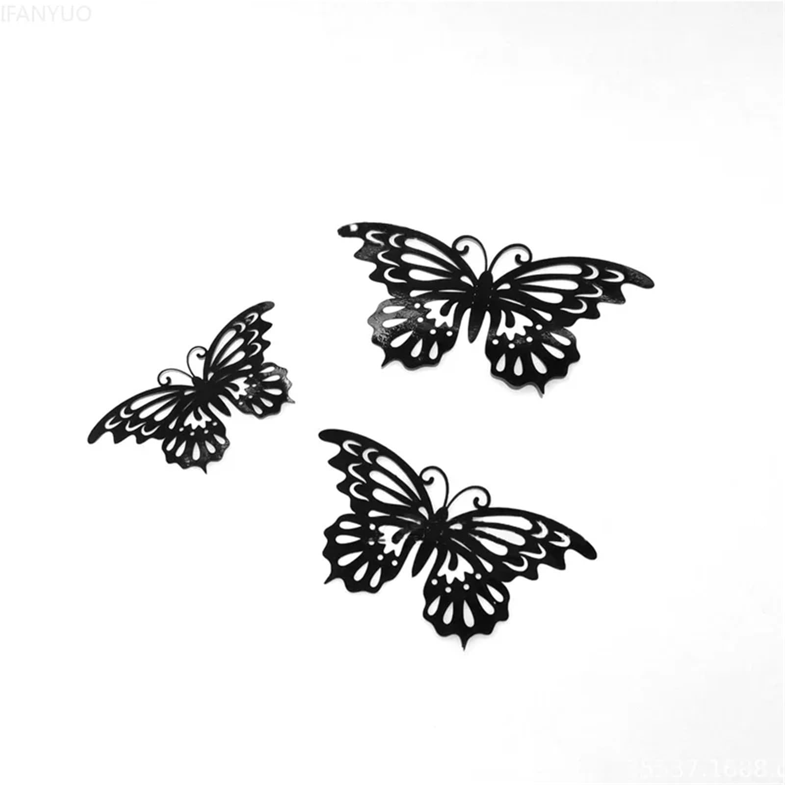3D Butterfly Wall Decoration 12Pcs 3D Hollow Butterfly Wall Sticker Blue Red Black Wedding Decoration Living Room Home Decor Butterflies Decal Stickers(E Black)