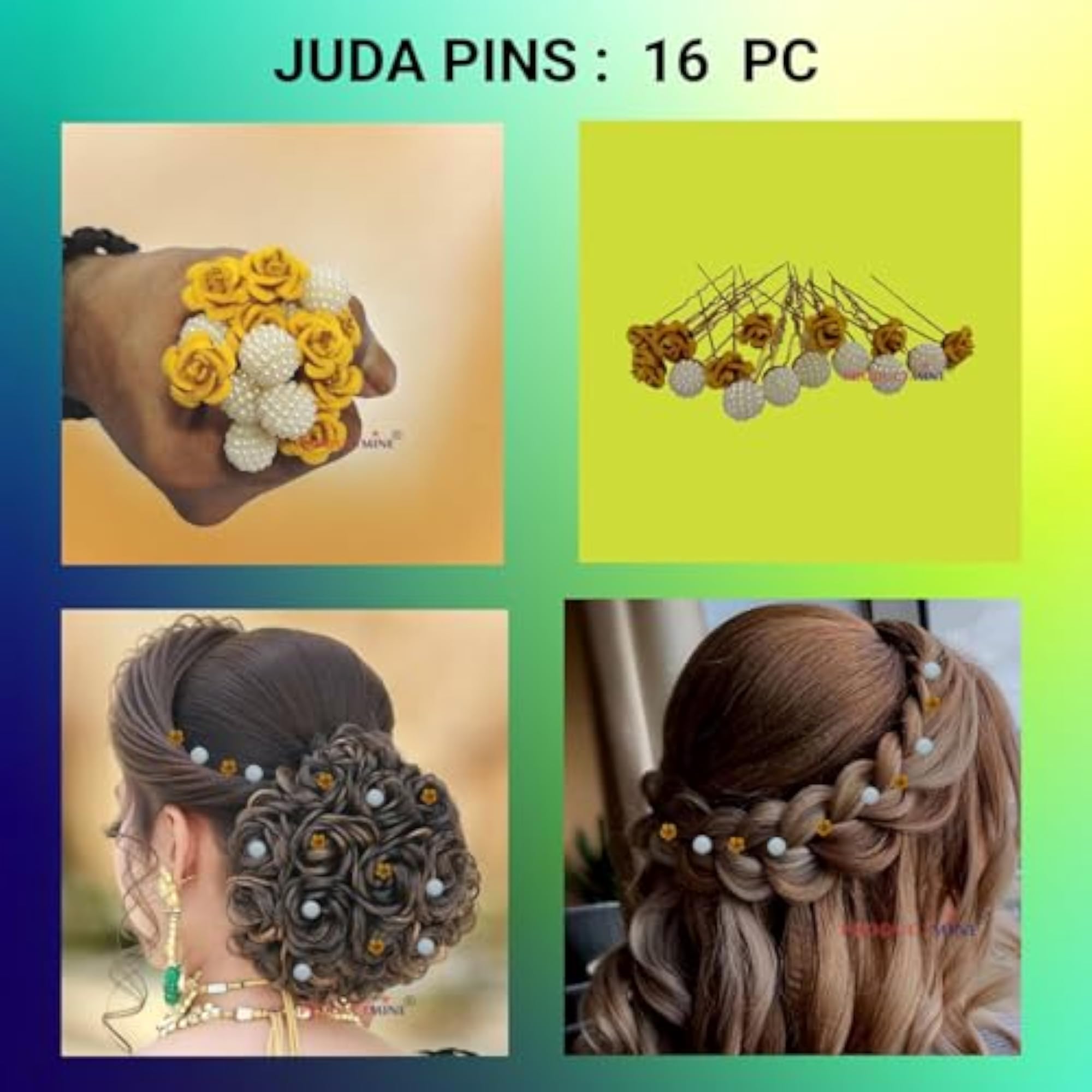 Bridal Hair Bun Pin Accessories with Yellow Rose and White Pearls