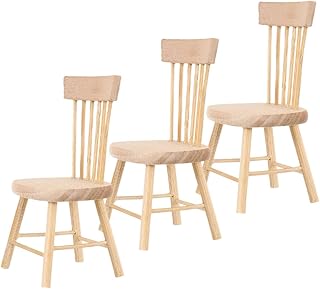 YARNOW Cadeiras De Madeira Para Casa De Bonecas 3 Peças Móveis Para Casa De Bonecas Em Miniatura 1:12 Mini Cadeira Modelo Cadeiras Mini Cadeiras De De Madeira Para Decoração De
