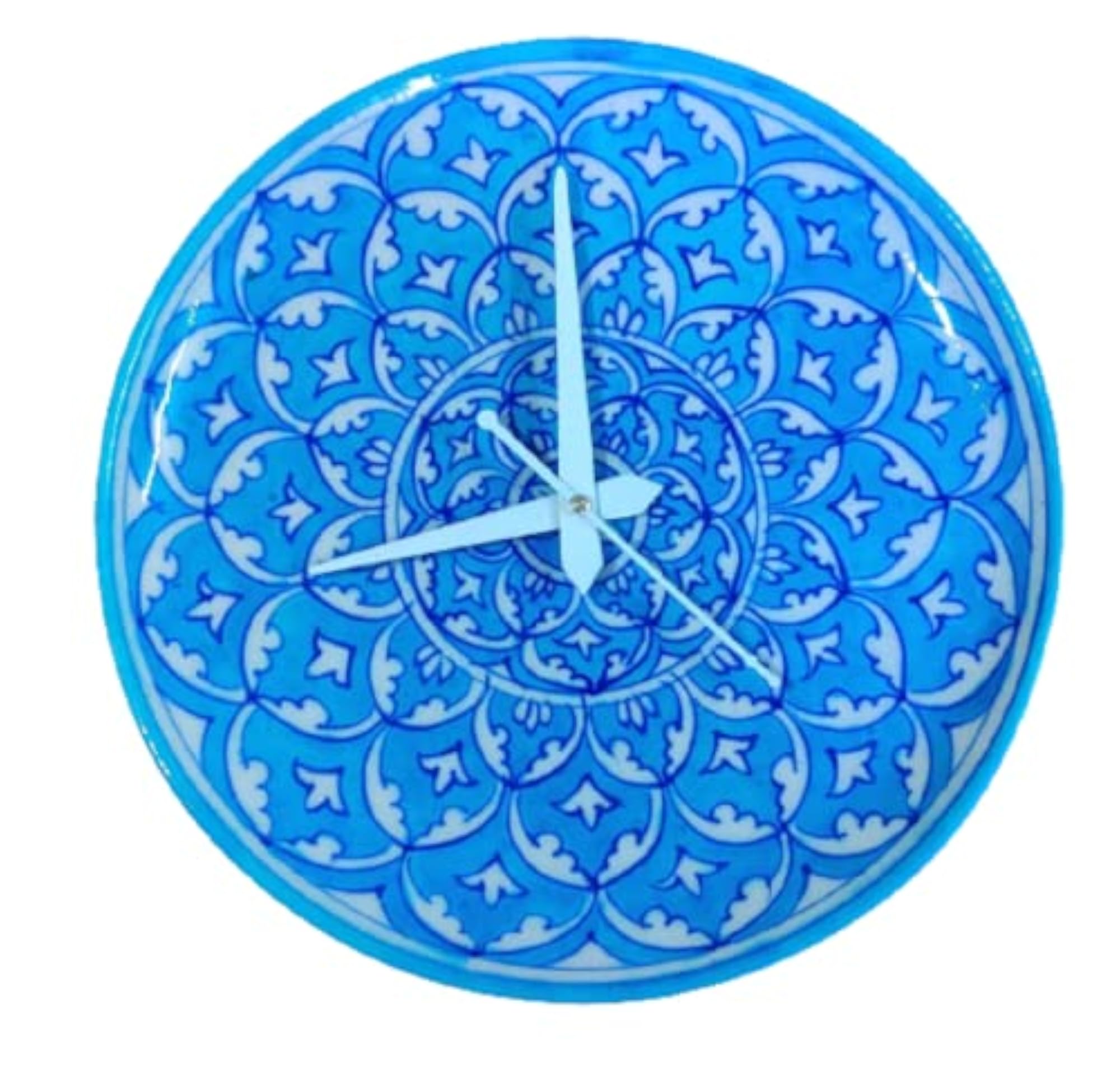 Blue Pottery Decorative Handmade Plate Inspired Wall Clock