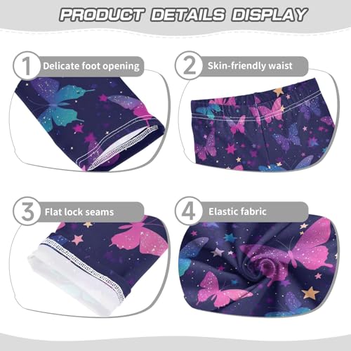 Wusikd Butterflies Girls' Leggings Toddler Doodles Purple Pink Kids Yoga Pants Dance Active Tights 4T3