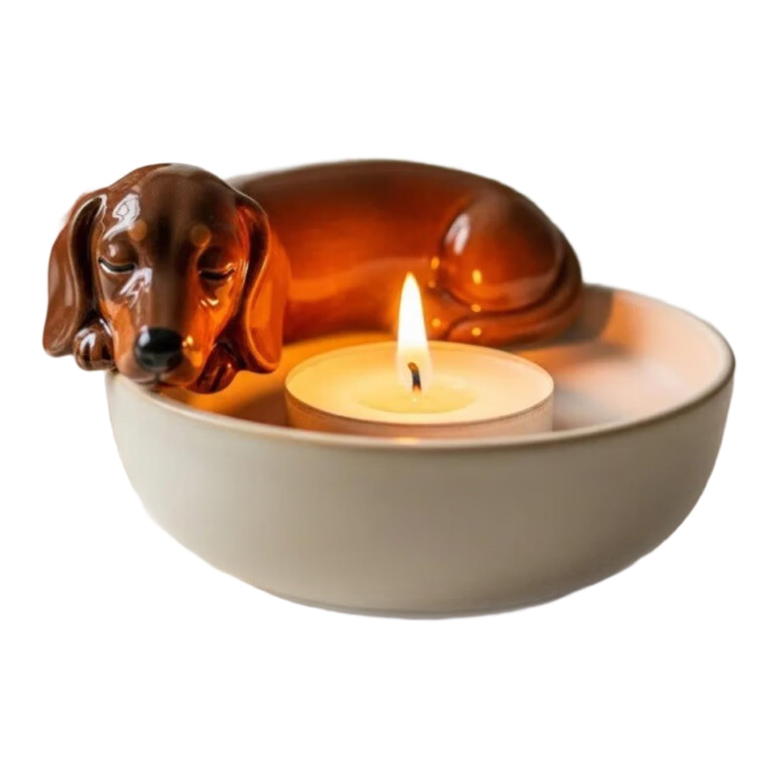 Jazuaiao Unique Handcraft Dog Shaped Light Holders Resin Materials Portable Size Home Ambiances Artistics Dog Base