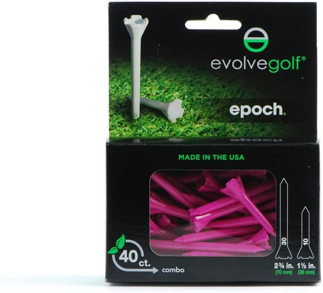 Evolve Golf Epoch (40 Count Combo Pack with 30 2.75" and 10 1.5" Golf Tees)