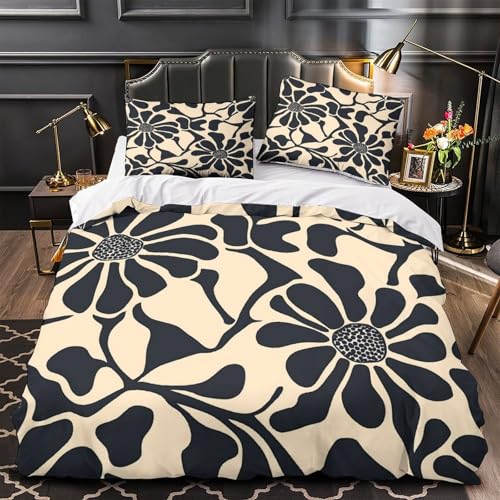 Housse de couette microfibre 200x200 cm effet 3D croquis floral - 2
