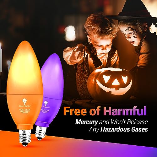 2 Pack Bluex Led Candle Purple Light Bulb - 4W (40Watt Equivalent) - E12 Base Purple Led Purple Bulb, Party Decoration, Porch, Home Lighting, Holiday Lighting, Chandelier Light Bulbs, Candelabra Bulbs #TOP6