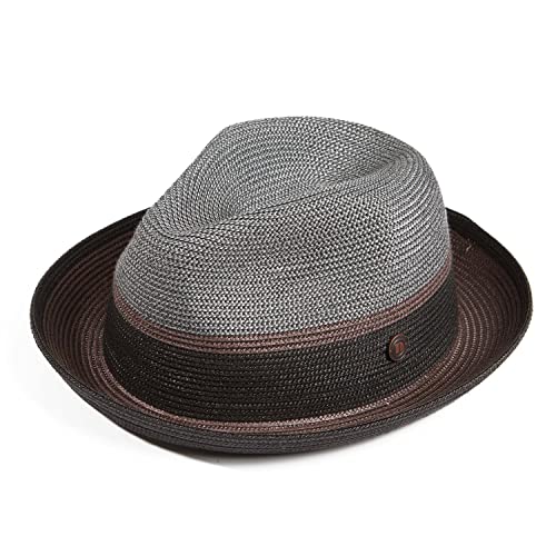 Chapeau de paille Fedora Trilby multicolore bicolore rétro été Verona
