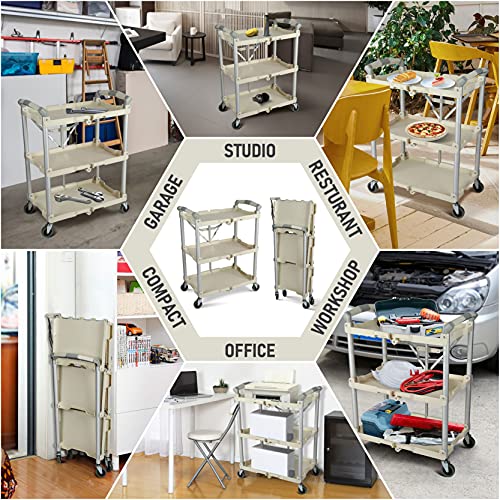 Olympia Tools 89-351 Pack-N-Roll Folding Collapsible Service Cart, 150LB Capacity, White