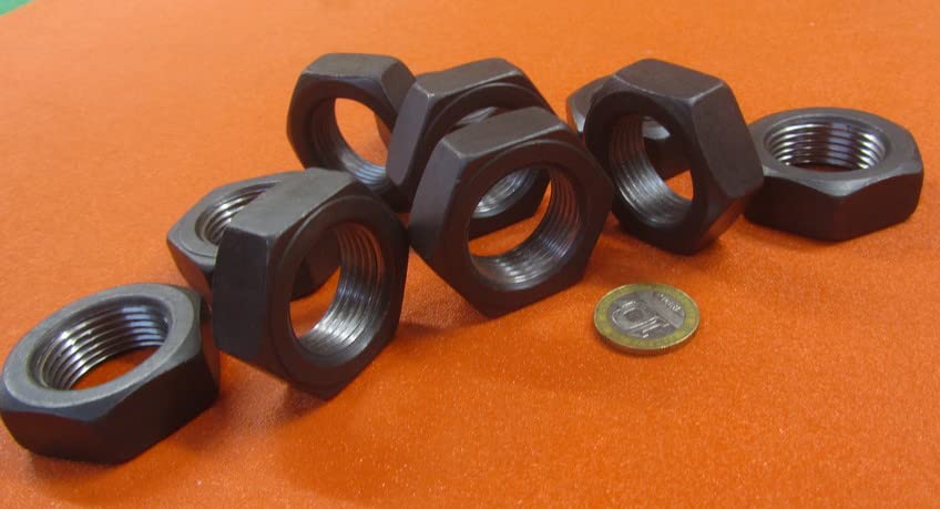 Grade 2 Steel Extra Wide Hex Nuts RH 1 1/8"-12 Thread x 1-11/16" W x 39/64" H 10 Pcs