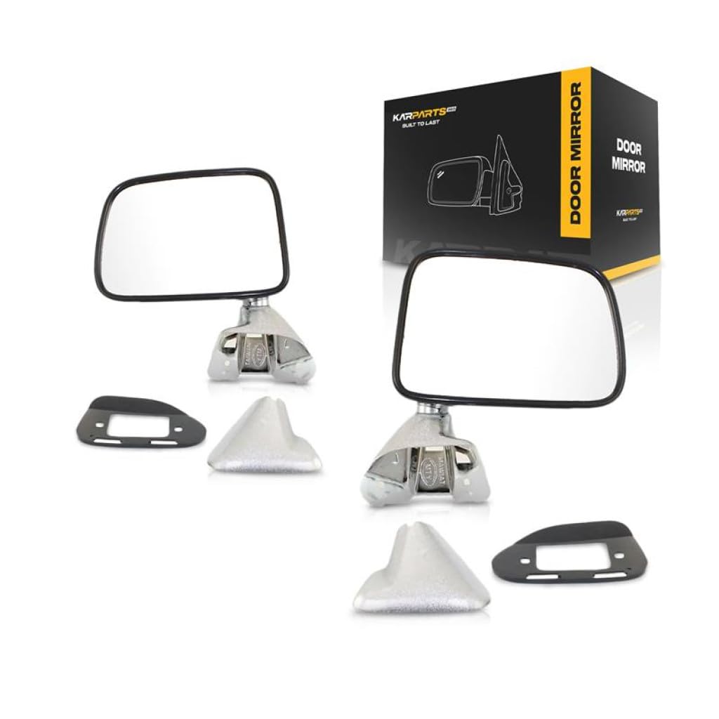 Photo 1 of For Toyota Pick Up 1987 1988 Door Mirror Driver and Passenger Side | Pair | Manual | Non-Heated | Manual Folding | Deluxe Type | Chrome | Replacement For 8794089134, 8791089136 | TO1320108, TO1321108