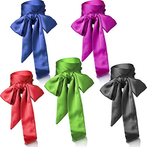 5Â PiecesÂ SilkÂ SkinnyÂ ScarfÂ Â HeadbandÂ SolidÂ ColorÂ SatinÂ ScarfÂ NeckÂ WristÂ RibbonÂ Scarf