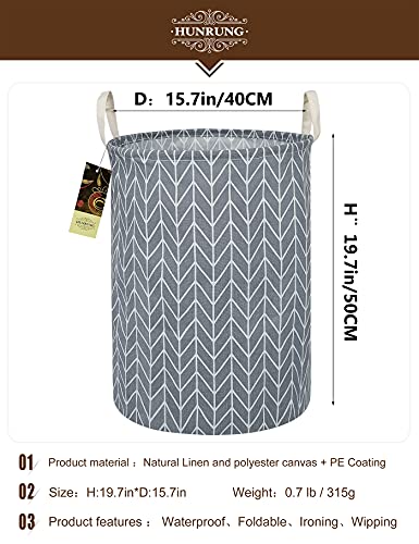 Hunrung Laundry Hamper,Large Canvas Fabric Lightweight Storage Basket Toy Organizer Dirty Clothes Collapsible Waterproof For College Dorms, Children Bedroom,Bathroom (Grey Point) #TOP1