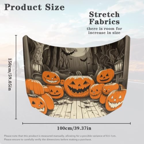 Image of Halloween Pumpkin Hood Cover Elastic Fabric, Forest Bat Moon Car Cover Suitable for Most Vehicles Sedans Trucks SUVs, Car Decorate Accessories