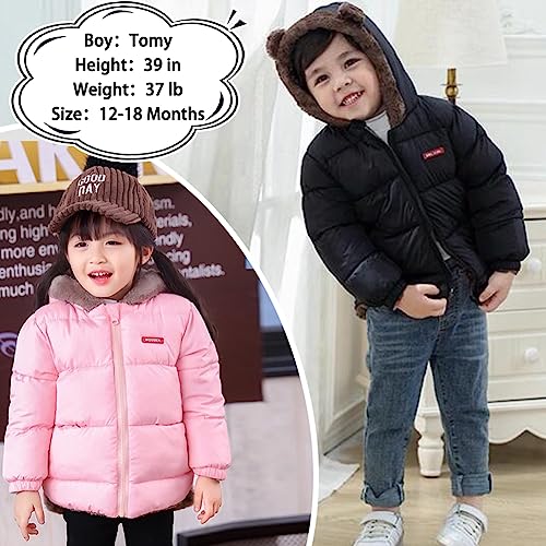Fairy Baby Infant Baby Boys Winter Coat Cute Bear Ear Hooded Jacket Warm Fleece Outerwear Windproof Toddler Navy 18-24M thumb #5