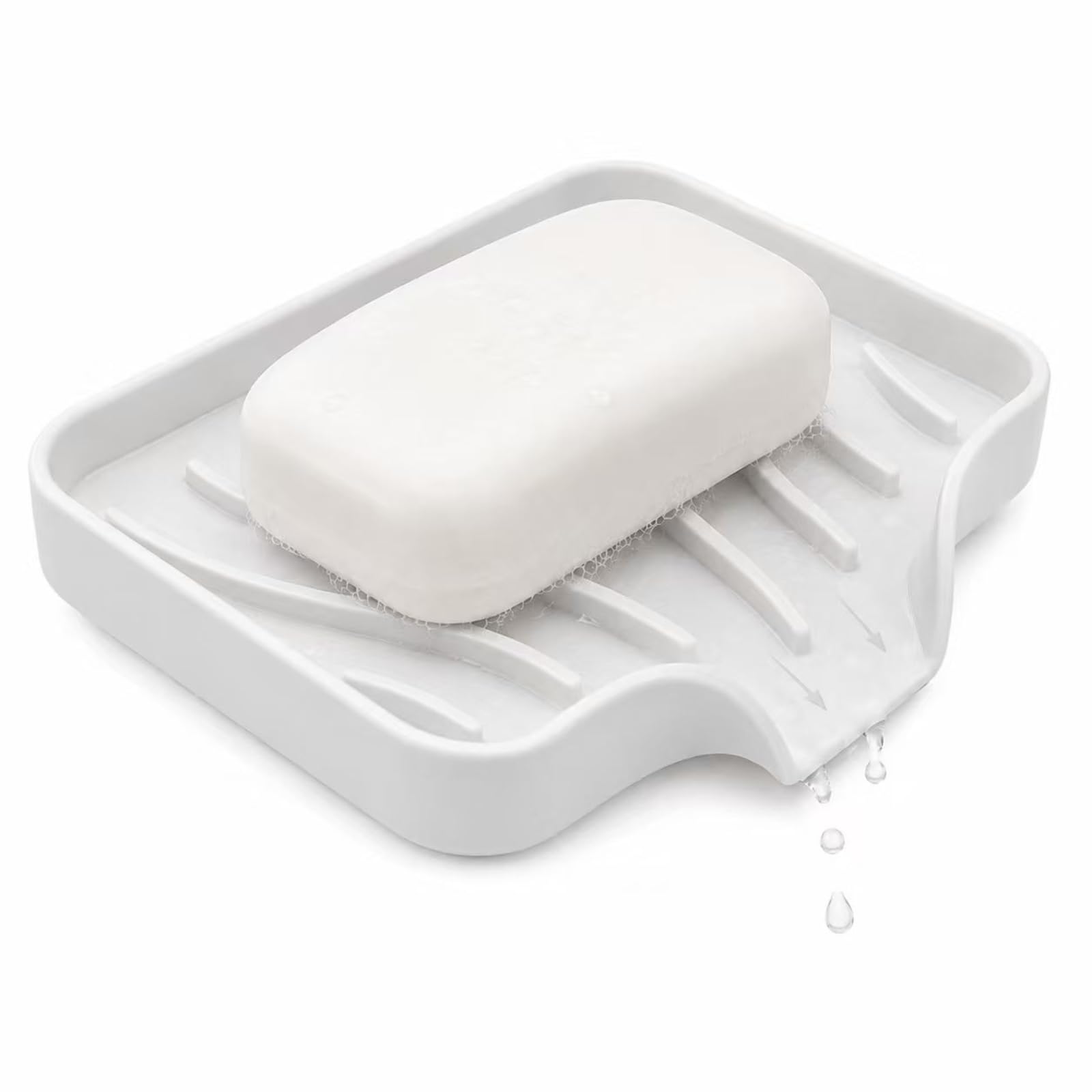 Silicone Self Draining Soap Dish, Anti Slip Soap Holder&Travel Soap Dish