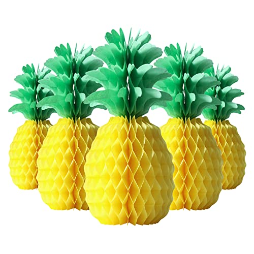 Huianer Pineapple Honeycomb Centerpieces 6Pcs 14Inch Pineapple Decorations Pineapple Table Hanging Decorations For Tropical Hawaiian Jungle Summer Party #TOP20