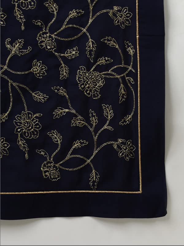Image of Vaamsi Women's Georgette Embroidered Flared Angrakha Pant With Dupatta With Inner