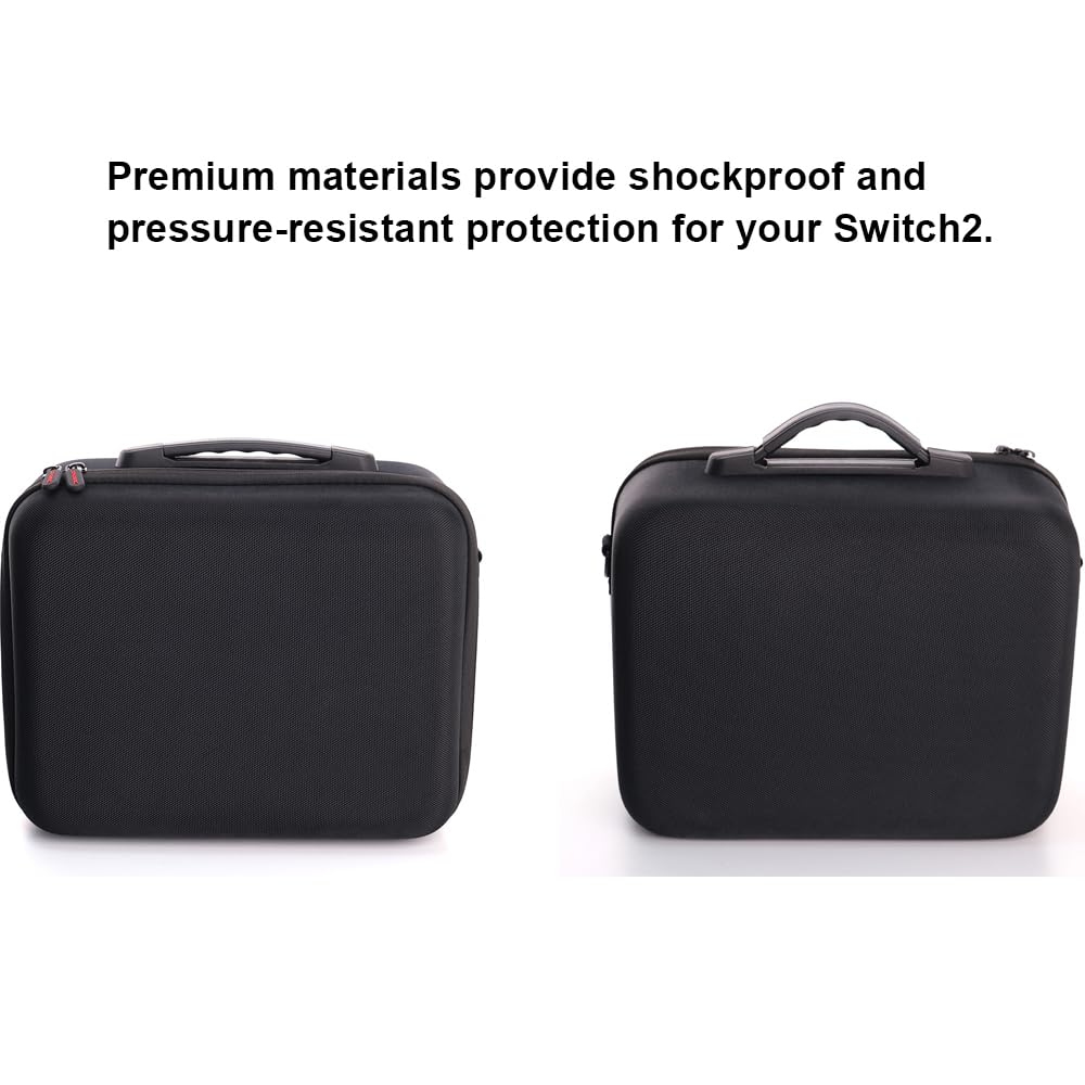 Generico Custodia da trasporto Per Switch 2 Custodia per schede di gioco Accessori EVA di grandi dimensioni con scomparti per schede di gioco e tasche multiple per dock, adattatore CA, controller