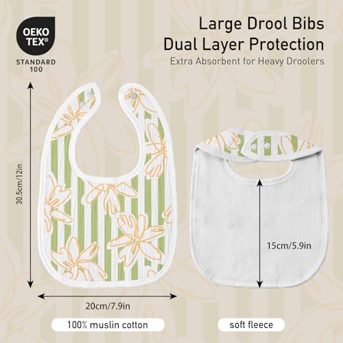 Image of Muslin Bibs for Baby Boy Girl, Adjustable Fit for Drooling and Teething | 8Pk, 100% Cotton Surface & Multi-Layer Absorbent Core, Shrink-resistant & Fade-Proof, Gentle on Sensitive Newborn skin