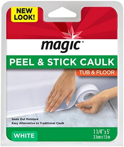 Magic American Tub/Floor Peel and Stick Caulk, 1-1/4" x 5' (3.1cm * 1.5m) , (1 Count (Pack of 1), white)