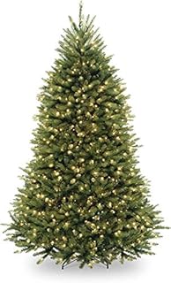 National Tree Company Pre-Lit Artificial Full Christmas Tree, Green, Dunhill Fir, White Lights, Includes Stand, 6.5 Feet