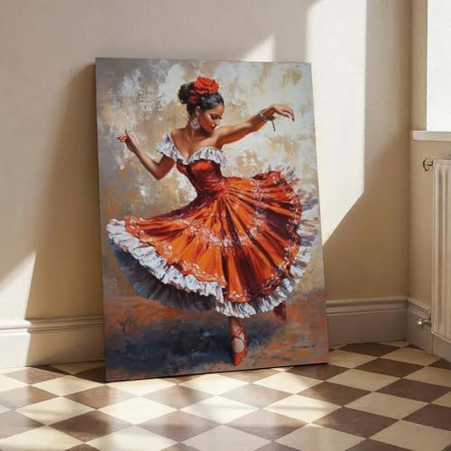 AAHAORYI Argentina Chacarera Dancer Art Print, Latin Folk Dance Wall Art Colorful Painting Poster Modern Home Decor 16x24inch(40x60cm) - Image 8