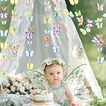 Cheerland Butterfly Garlands Garden Party Decorations Pastel Floral Banner Butterflies Streamers Beads for Birthday Baby Shower Classroom Picnic Bridal Shower Spring Tea Fairy Backdrop Hanging Decor - Image 4