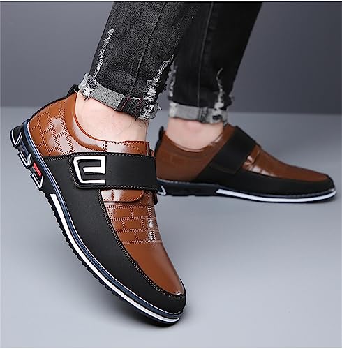 Image of Veslexth Men Casual Driving Sneakers Loafers Breathable Comfort Walking Wing Tips Lace Up Luxury Leather Shoes for Male Business Work Office Dress Outdoor
