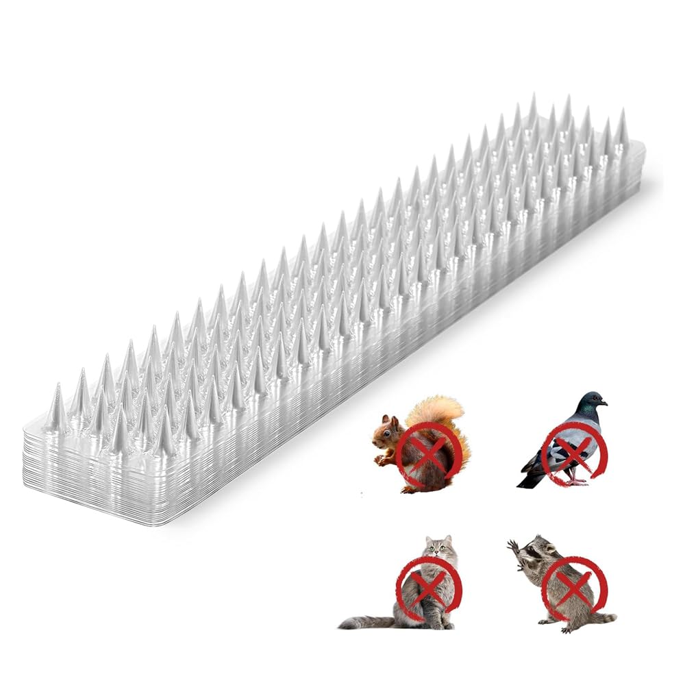 Clear Transparent PVC Bird Spikes Deterrent Strips, Bird Spikes for Outside to Keep Birds Away, Balcony Pigeon Deterrent, Bird Deterrents for Outside Patio, for Pigeons, Crows, Woodpeckers (24 Pack)