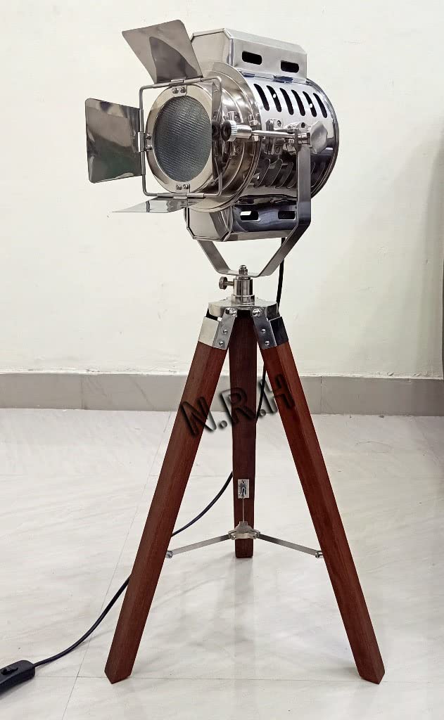 Lampada da tavolo moderna treppiede altezza regolabile in legno proiettore cinema - riflettore luce di lettura in piedi per soggiorno camera da letto decorazione ufficio