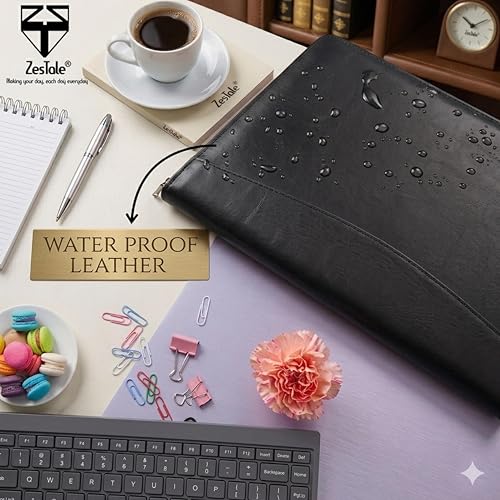 Image of ZesTale Professional Leatherette Material 2 Ring File Folders, Conference Folder| Certificate Document Folder | Certificates Folder | Leather folders for documents | Folders with 15 Leafs(200 Micron)