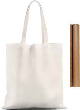 1-Pack Premium Canvas Tote Bags,Reusable canvas bag of natural canvas with Handles,with 1pc of PTFE Teflon Sheet,for Gift-Giving,Work,DIY Projects,Shopping