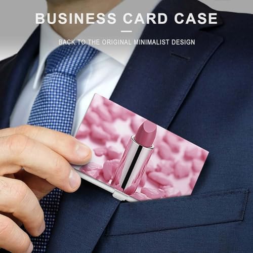 Slim Metal Business Card Holder - Lipstick Pattern Aluminum Alloy Card Case with Buckle Closure, Holds 20 Cards & Cash, Professional Credit Card Size ID Holder for Men Women Gift3