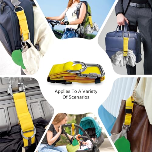Image of Luggage Straps Jacket Gripper with Square Carabiners & Ring Hooks Adjustable Baggage Suitcase Straps Belts Bag Travel Accessorie,Yellow