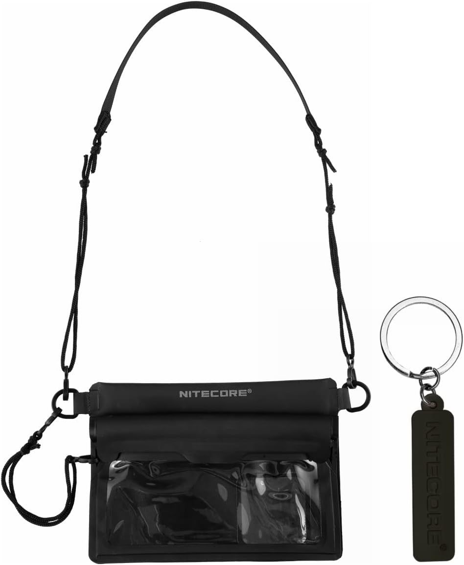 Nitecore SLB01 Phone Pouch Case Dry Bag Sling Bag IPX8 Waterproof with Lanyard fits Cellphones Up to 7 Inches Tag Black