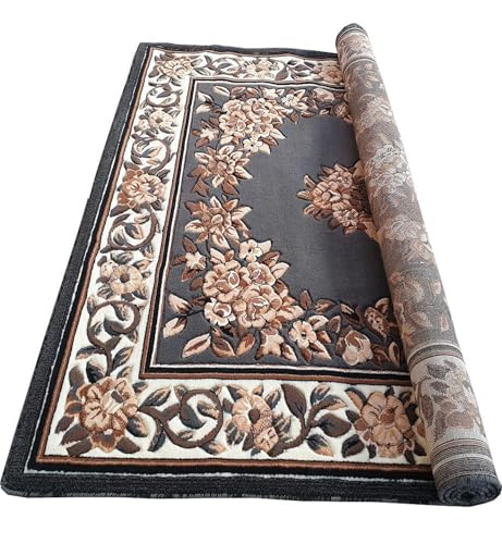 Image of Soft Premium Grey Carpet 5x7 ft - Washable, Anti-Skid, Fade-Resistant Acrylic Rug for Living Room, Hall, Bedroom, Modern Decor