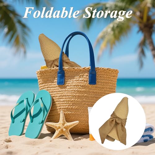 Sombrero femenino de paja para sol con ala ancha miniatura 3