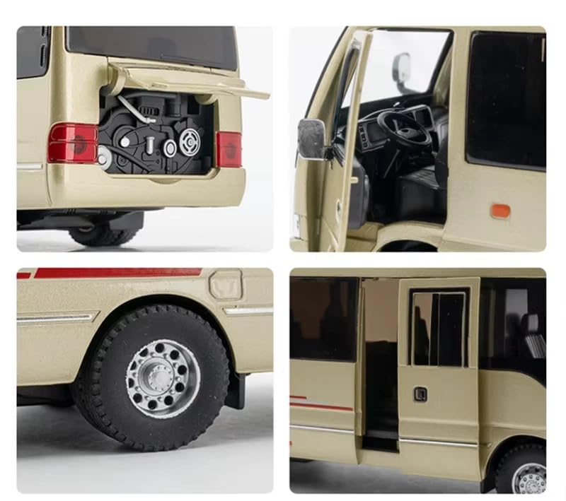 Image of 1.32 Scale Toyo ta Coaster Bus Exclusive Alloy Metal Pull Back Die-cast Model with Sound Light Mini Auto Toy for Kids Metal Model Toy with Sound and Light. (1.32 Scale -Golden)