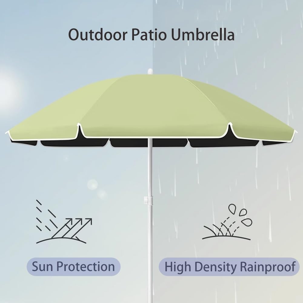 Ombrellone portatile piccolo per esterni, rotondo, da spiaggia, giardino, tavolo, senza base, 6/7,2/7,8/8,5 piedi (verde, 2,4 m/7,8 piedi)