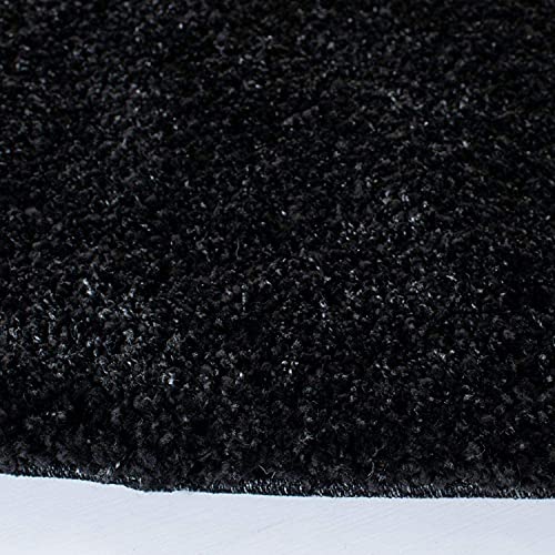 Image of CD Carpet Anti Slip Shaggy Fluffy Fur Rugs and Carpet for Living Room Bedroom Kids Room Plain Circle Carpets for Home with 2 Inch Thickness (Color Black Size 6x6 Feet Round)