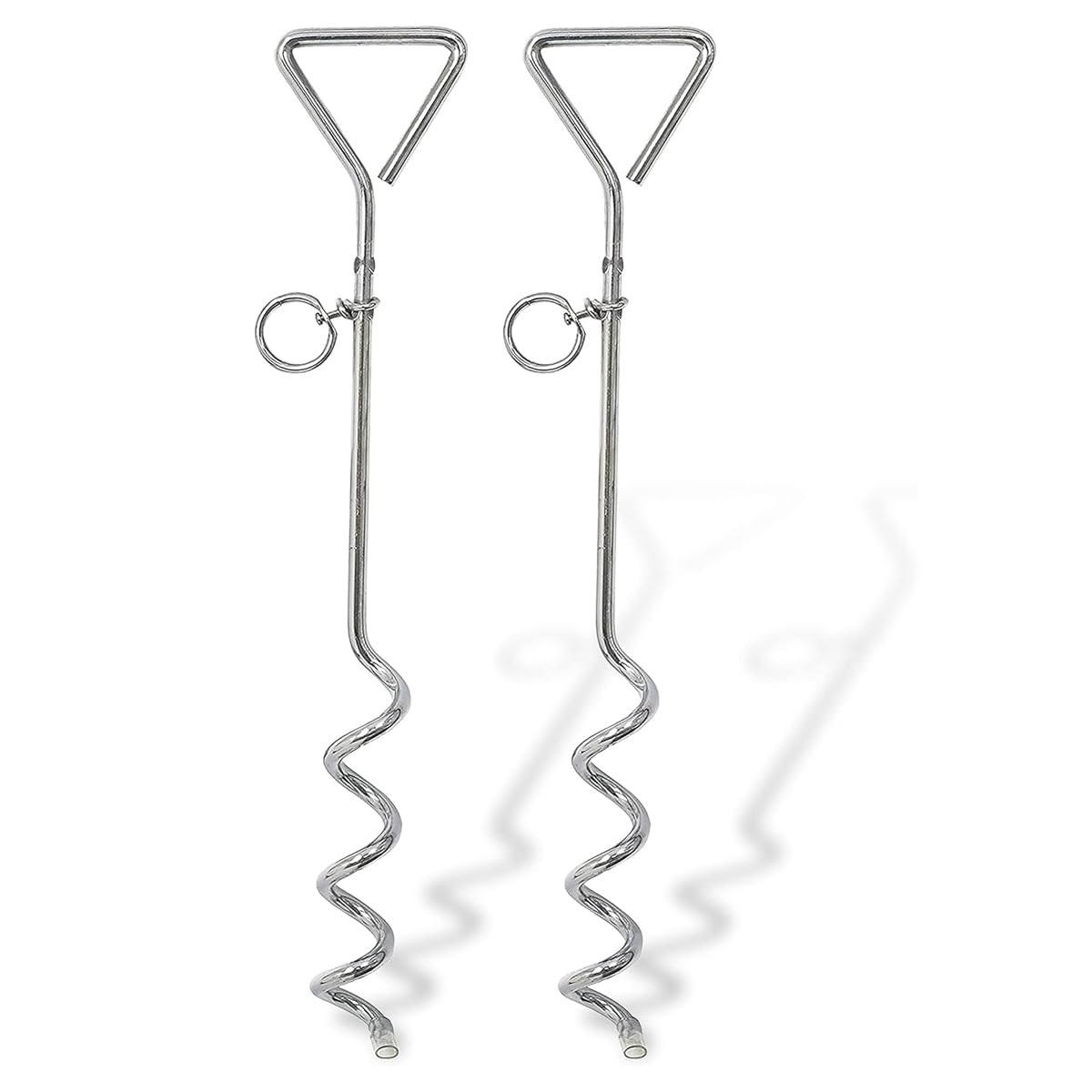 2 x Heavy Duty Dog Tie Out Stake 16"/40cm Zinc Plated Steel Ground Anchor for Dogs up to 120 lbs - Rust Resistant Camping Garden Tether with Swivel Ring