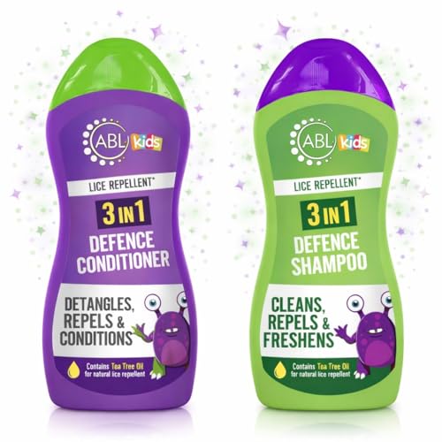 3 in 1 Head Lice Repellent Kids Shampoo & Conditioner | Head Lice Repellent Defence Treatment | Contains Tea Tree for a Natural Repellent