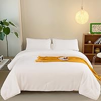 Vista 26 de CLOTHKNOW Juego de edredón de 3 piezas a cuadros color beige óxido, tamaño Full, juego de ropa de cama de cuadros edredón terracota con 2 fundas