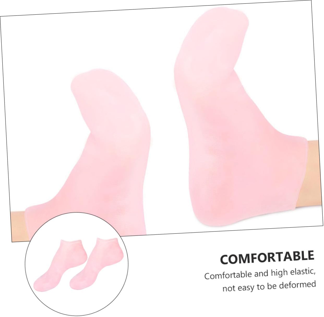 INOOMP Moisturizing Foot Socks for Dry Crack Heels, 1 Pair Pink Size M (35-37) Exfoliating Rejuvenate Socks for Soft Skin Care at Home